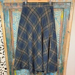 Long plaid wool blend skirt Outlander tartan style
